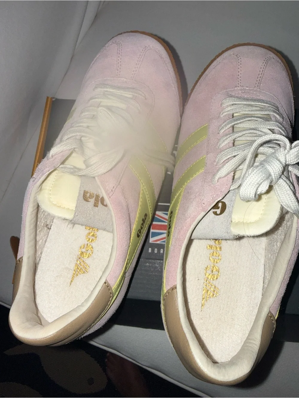 Gola Suede Pink Sneakers with Lime Accents
